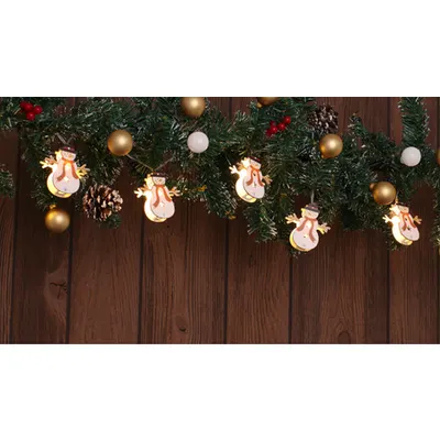 Lant de lumina LED de Craciun, om de zapada, cu baterii Timer 6+18h,10LED, 3000K, 2xAA