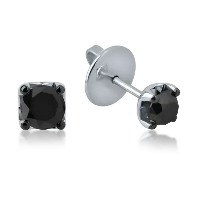 Cercei din aur alb cu diamante negre de 1.36ct
