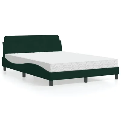 vidaXL Pat cu saltea, Dover, verde închis, 140x190 cm, catifea