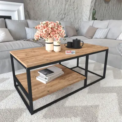 Masuta de Cafea Metalica cu 2 Niveluri pentru Living, 105 x 50 x 42 cm
