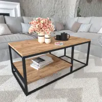 Masuta de Cafea Metalica cu 2 Niveluri pentru Living, 105 x 50 x 42 cm