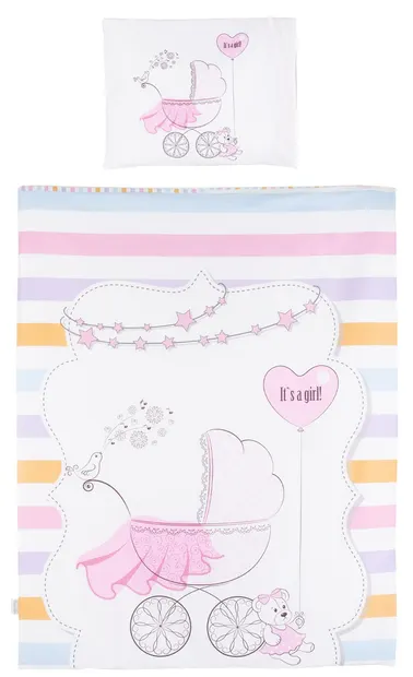 Set lenjerie de pat copii Chipolino - Inima roz, 5 bucati