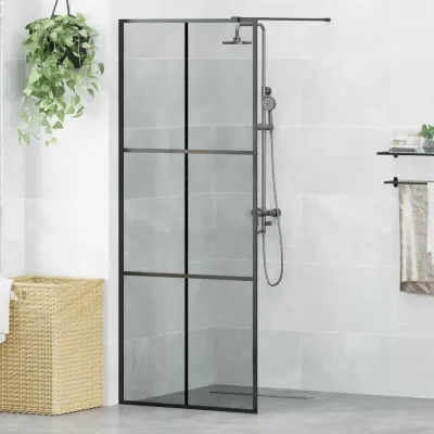 vidaXL Zid de duș walk-in Negru 80 x 195 cm sticlă securizată