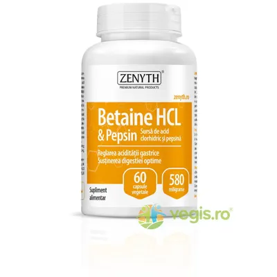 Betaine HCL & Pepsin 580mg 60cps