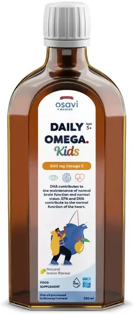 Daily Omega Kids, 800 mg, lămâie, 250 ml, Osavi