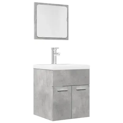Gossi set mobilier de baie, 2 piese, gri beton, lemn compozit