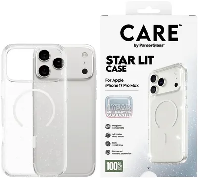 Husă CARE - Star Lit, iPhone 17 Pro Max, White MagSafe, transparent