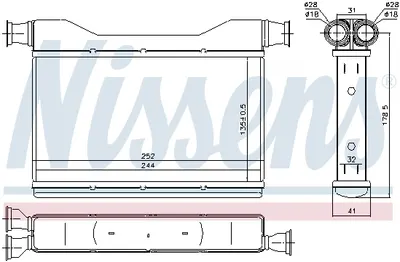Schimbator caldura incalzire habitaclu (255x135x32) BMW Seria 5 (F10), 5 (F11), 5 GRAN TURISMO (F07), 6 (F12), 6 (F13), 6 GRAN COUPE (F06), 7 (F01, F02, F03, F04) 1.6-6.0 intre 2008-2018