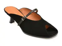 Papuci eleganti EPICA negri, H2053, din piele intoarsa