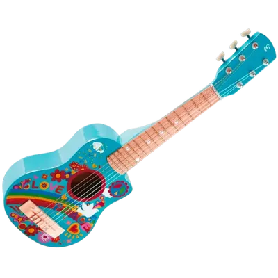 Chitara pentru copii, lemn, 6 corzi, Boho Hape E0600