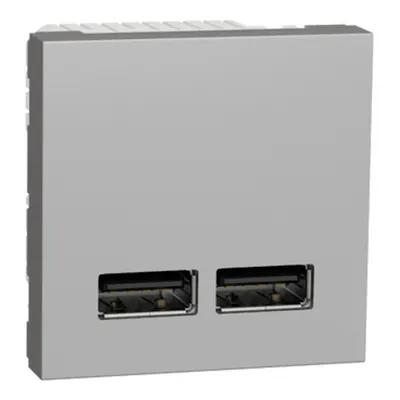 Noua Unica, Priza dubla incarcare USB A+A 2.1A, 2module, aluminiu