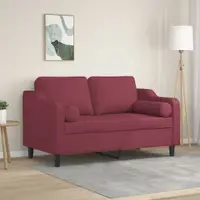 Gossi canapea cu 2 locuri cu pernute, rosu vin, 120 cm, textil