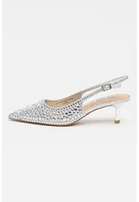 Pantofi slingback cu varf ascutit Korra-R - Gri deschis/Argintiu