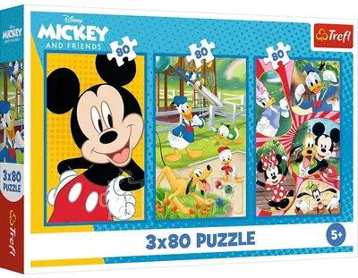 Puzzle pentru copii Trefl din 3 x 80 piese - Prietenii lui Mickey Mouse