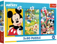 Puzzle pentru copii Trefl din 3 x 80 piese - Prietenii lui Mickey Mouse