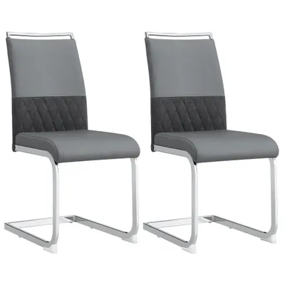 Set de 2 scaune moderne pentru sufragerie, cu spătar înalt, din PU și material textil, pentru bucătărie și birou, Gri