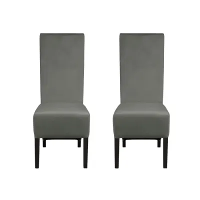 Set 2 scaune living VANESSA, picioare lemn wenge, stofa gri deschis, 47x60x110 cm