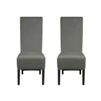 Set 2 scaune living VANESSA, picioare lemn wenge, stofa gri deschis, 47x60x110 cm