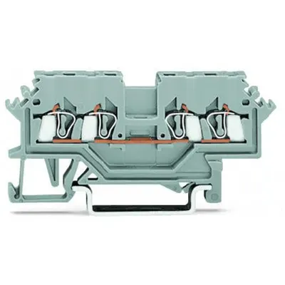 4-conductor through terminal block; 1.5 mm²; lateral marker slots; for DIN-rail 35 x 15 and 35 x 7.5; CAGE CLAMP®; 1,50 mm²; gray