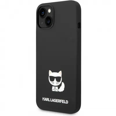 Husa pentru Apple iPhone 14 Plus, Karl Lagerfeld, Silicone Body Choupette, Neagra