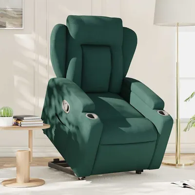 vidaXL Fotoliu rabatabil ridicare pe verticală, verde închis, textil