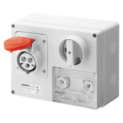 Priza industriala cu interblocaj - WITH BOTTOM - WITH FUSE-HOLDER BASE - 3P+N+E 32A 346-415V - 50/60HZ 6H CBF - IP44