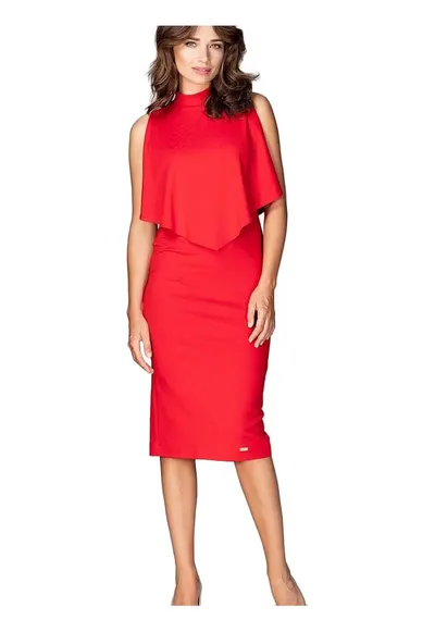 Rochie de cocktail 5902194352710 - Viscoza/Poliester - Rosu