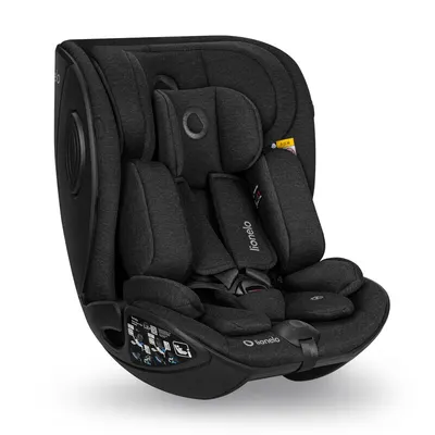 Scaun auto, Lionelo, Moxie Next, i-Size, 40-105 cm, Tetiera reglabila pe 8 trepte, Inclinare spatar in 5 pozitii, Carcasa ventilata, Din bambus, Protectie avansata, Husa detasabila, Conform cu R129, Negru