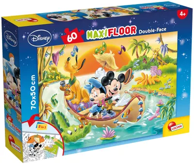 Puzzle cu două fețe Lisciani de colorat din 60 piese - Mickey