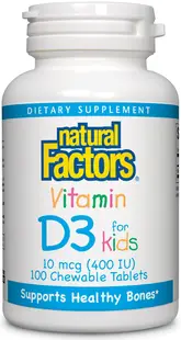 Vitamin D3 For Kids, 400 IU, 100 tablete, Natural Factors