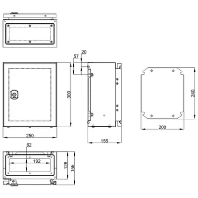 Cofret metal o usa IP65 300x250x155 mm