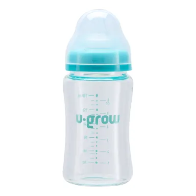 Pachet Biberon de sticla 180ml + Tentine 2 bucati, U-Grow