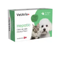 VETARIA+ Hepatic pisici și caini de talie mica, XS-S, supliment sistem hepatic câini și pisici, Pui, cutie, 30 capsule