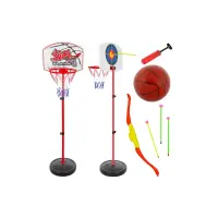Set joc baschet si tragere la tinta, suport inaltime reglabila 73-146 cm, minge, 3 sageti, multicolor