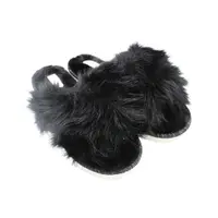 Papuci de casă pufoși damă Antonio, negru, confort premium, poliester + talpă EVA