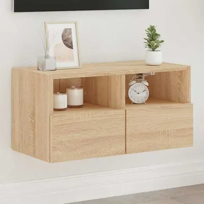 vidaXL Comodă TV de perete, stejar sonoma, 60x30x30 cm, lemn prelucrat