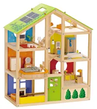 Casa din lemn pentru papusi cu mobilier