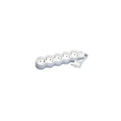 Prelungitor - German standard - 5x2P+E - unswitched - 5 m cord - alb/gri