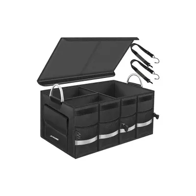 Organizator portbagaj, 3 compartimente, capacitate 50 litri, buzunar inchidere velcro, textil, 59x30x35 cm