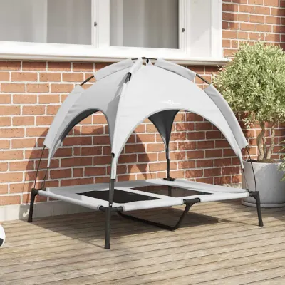 vidaXL Pat pentru câini Manual Gri argintie 92 x 77 x 82,5 cm Oțel