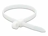 Set 10 bride L 300 x W 7.6 mm cu inel pentru fixare Alb, Delock 18947