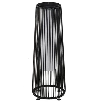 Outsunny Lanternă Solară de Grădină cu Panou de Încărcare, Lampă solară de Exterior din Metal și Ratan, Ø21.5x61 cm, Negru | Aosom Romania