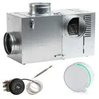 Set Ventilator semineu profesional 370 bypass - GEN II + Regulator electronic Alb Rotund + Termostat