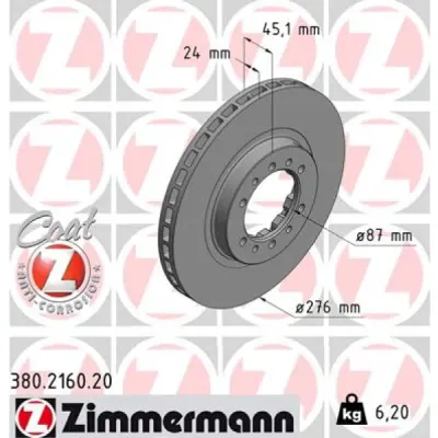 Disc frana ZIMMERMANN 380.2160.20