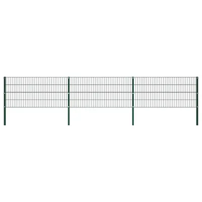 vidaXL Panou de gard cu stâlpi din fier, verde, 522x80 cm