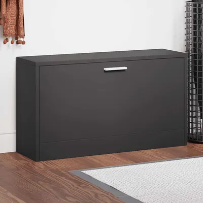 vidaXL Bancă pentru pantofi neagră 80x24x45 cm, lemn stratificat