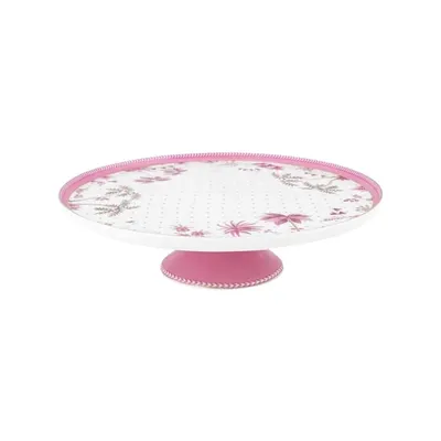 Mini tavă din porțelan, pentru tort, Pip Studio, Gold Pink, 21.5 cm, colecția Jolie