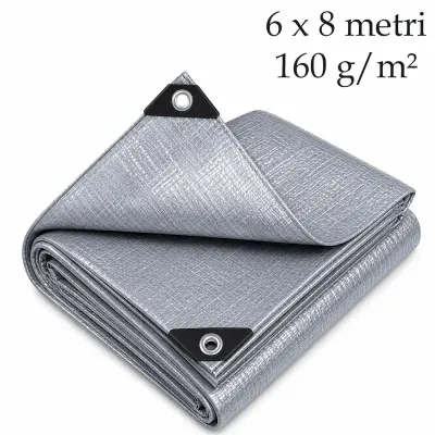 Prelata multifunctionala super rezistenta, 6x8 m, 160 g/mp, ochiuri metalice