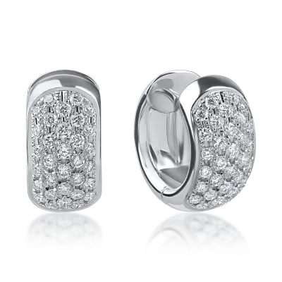 Cercei creole din aur alb cu diamante de 0.8ct