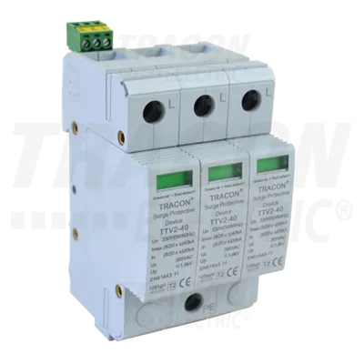 Descarcator de supratensiuni,AC,cl.2,elem.modular inlocuibil TTV2-40-3P 230/400 V, 50 Hz, 20/40 kA (8/20 us), 3P